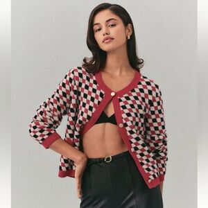 NVLT Checkered Knit Women's Jacket Anthropologie